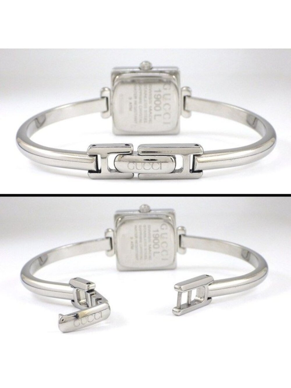 Gucci Watch Bangle Square Sunray Gray Dial SS Quartz Analog - Picture 3 of 11